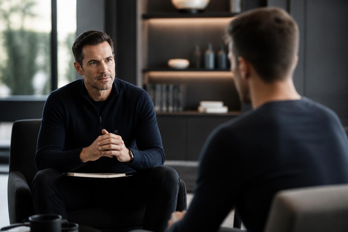 One-on-one mental skills consulting session in a focused, professional setting